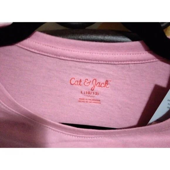 NWT, Cat & Jack Pink T-Shirt W/ Rainbow Girls Size L 10 / 12, Large Short Sleeve - Picture 5 of 10